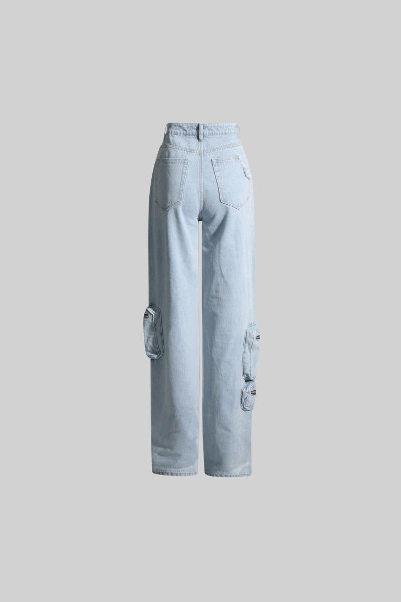 Cargo Jeans with Pockets - Blue