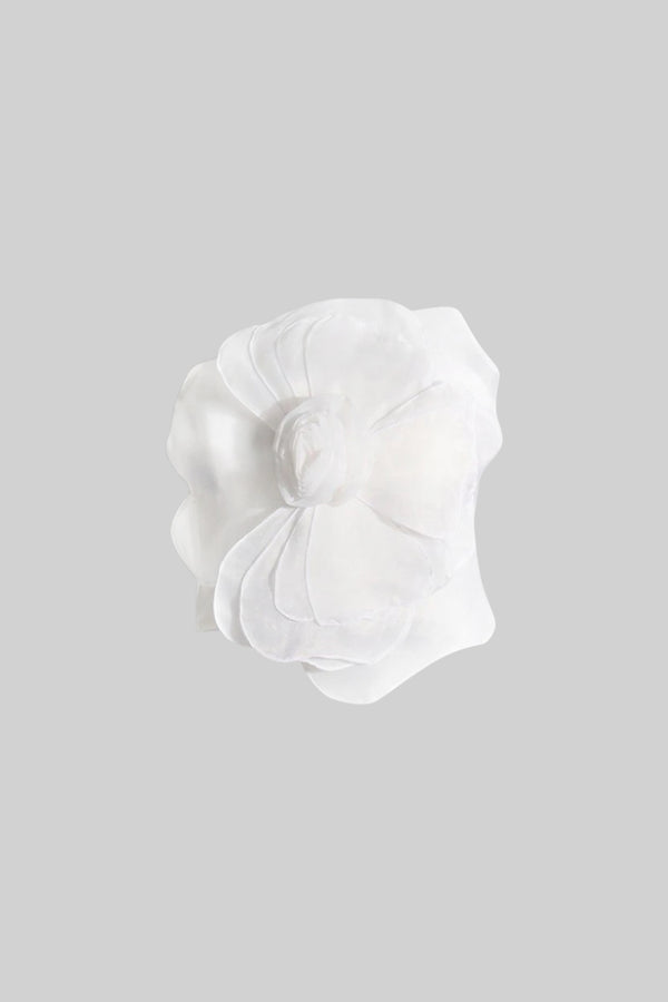 3D Voluminous Mesh Floral Top - White