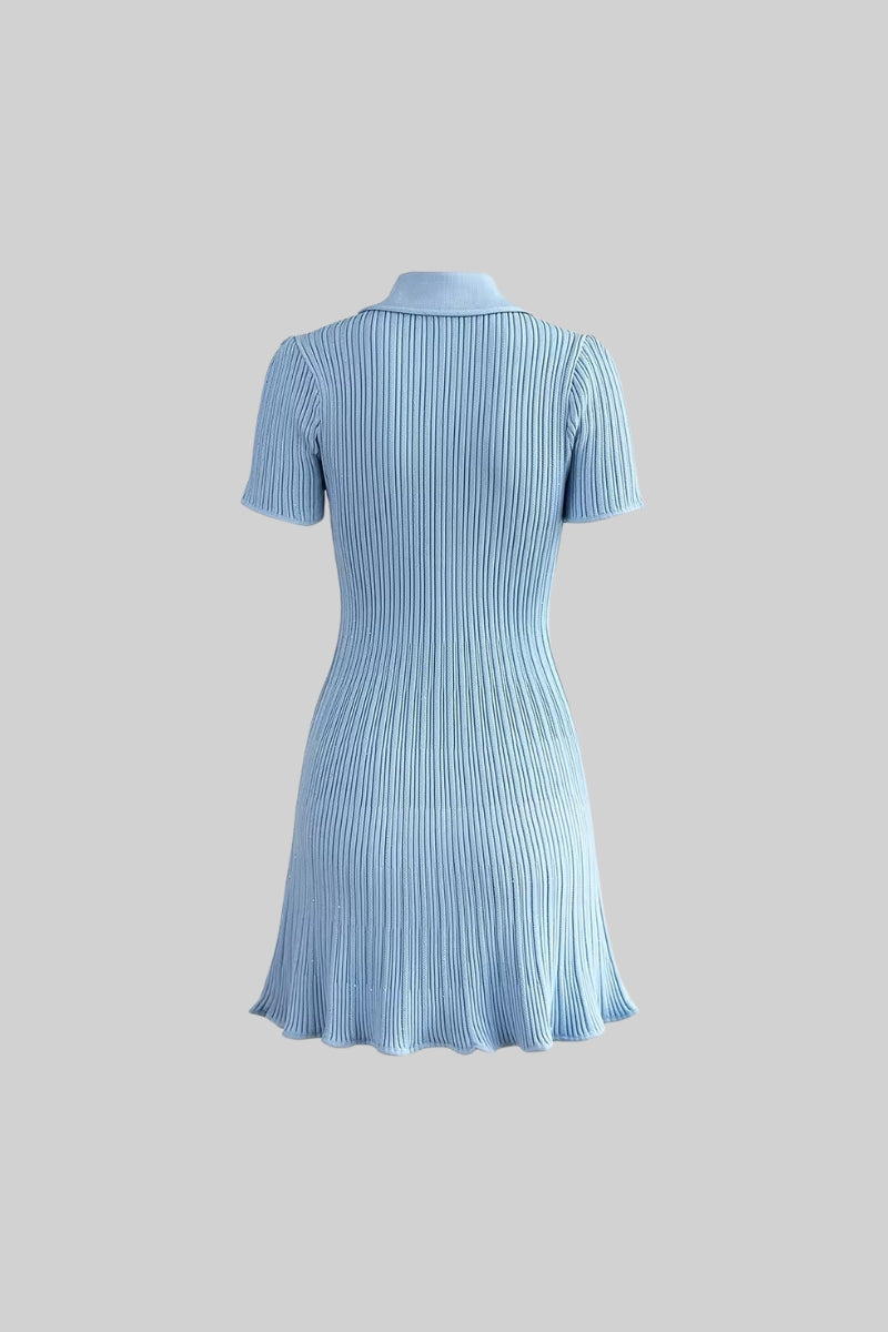 Short Sleeve Hourglass Diamond Dress - Baby Blue