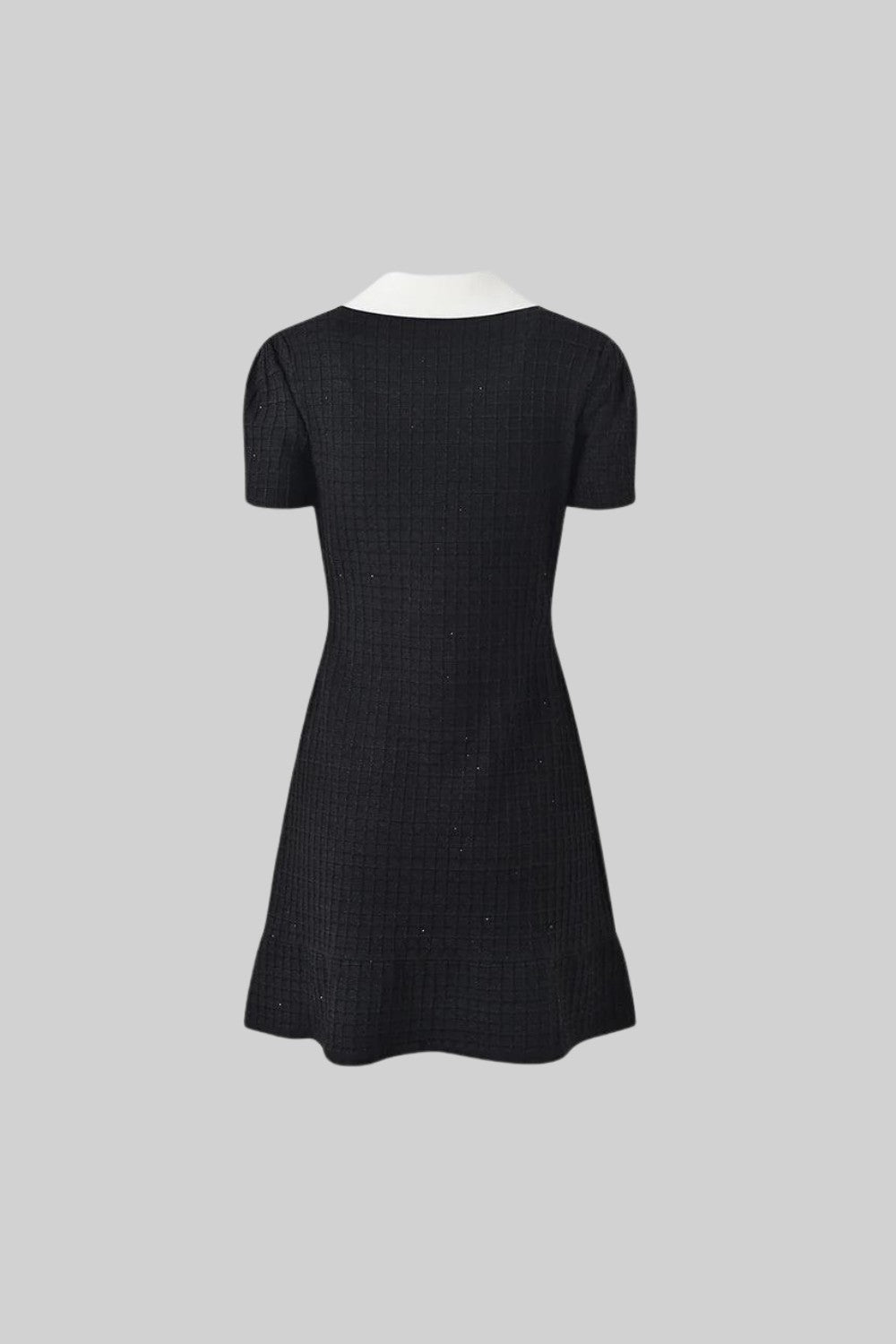 Short Sleeve Embellished Mini Dress - Black