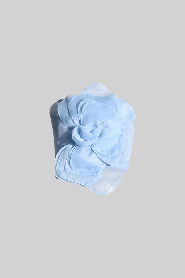 3D Voluminous Mesh Floral Top - Blue
