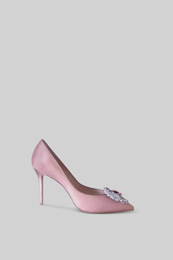 Satin Stiletto with Diamond Detail - Pink