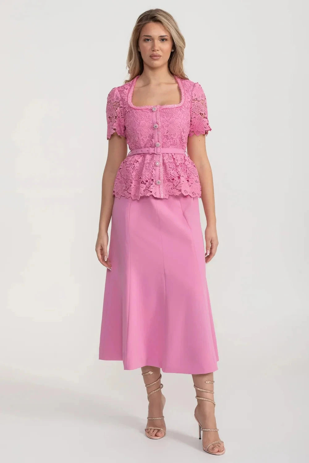 Lace Elegance Trio Set ( 2 tops + skirt )