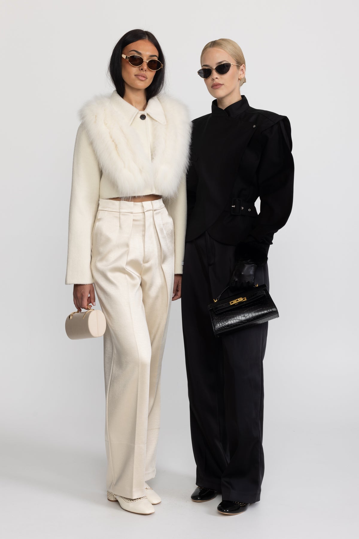 Structured Balloon Sleeve Wrap Jacket - Black