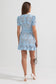 Short Sleeve Embroidered Floral Dress - Blue
