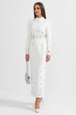 Diamond Embellished Co-Ord with Maxi Skirt - Yellow