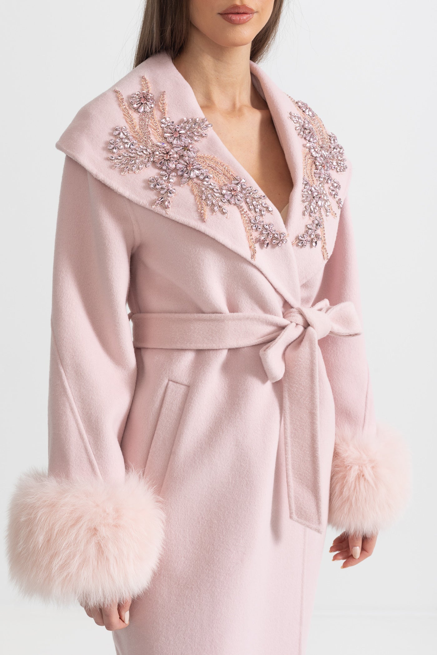 Fur Trim Coat Topshop Pink Coat With Fur Collar Cashmere Overcoat
