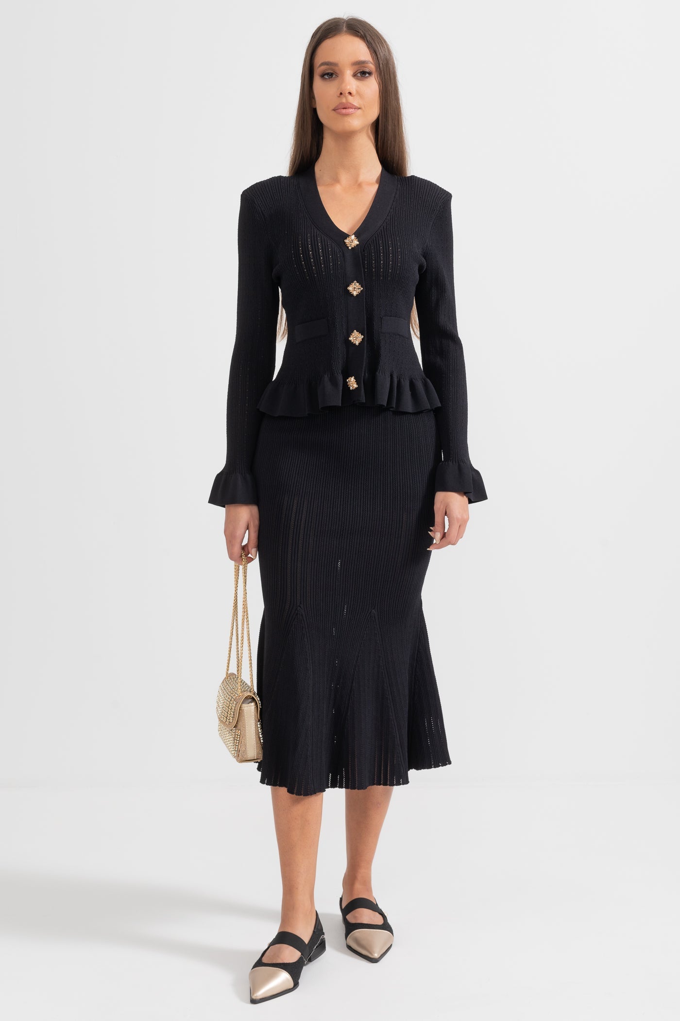 Blazer Set Skirt And Matching Jacket Le Suit Black White Tweed