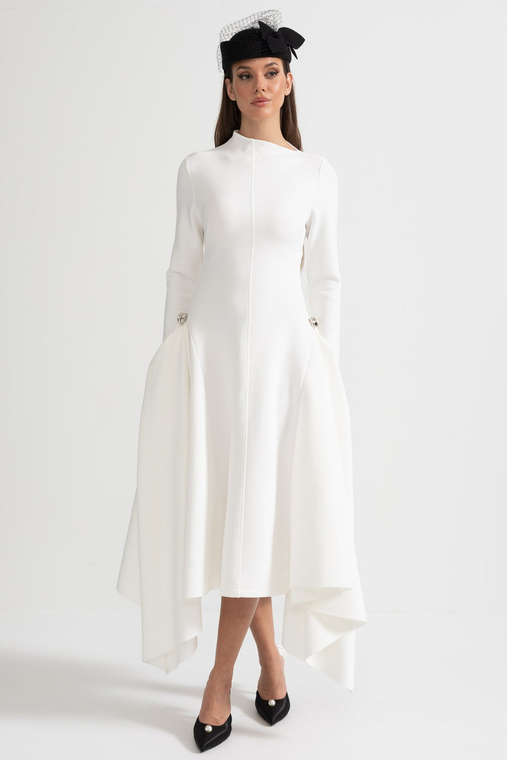Sculpted Lace-Up Draped Dress | Sleek Sleeveless Silhouette