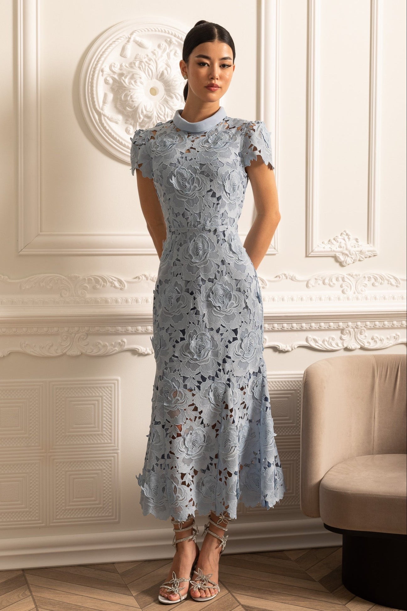 Midi Dress Light Grey Lace Dress Buy Ro&Zo Blue Petite Lace Column