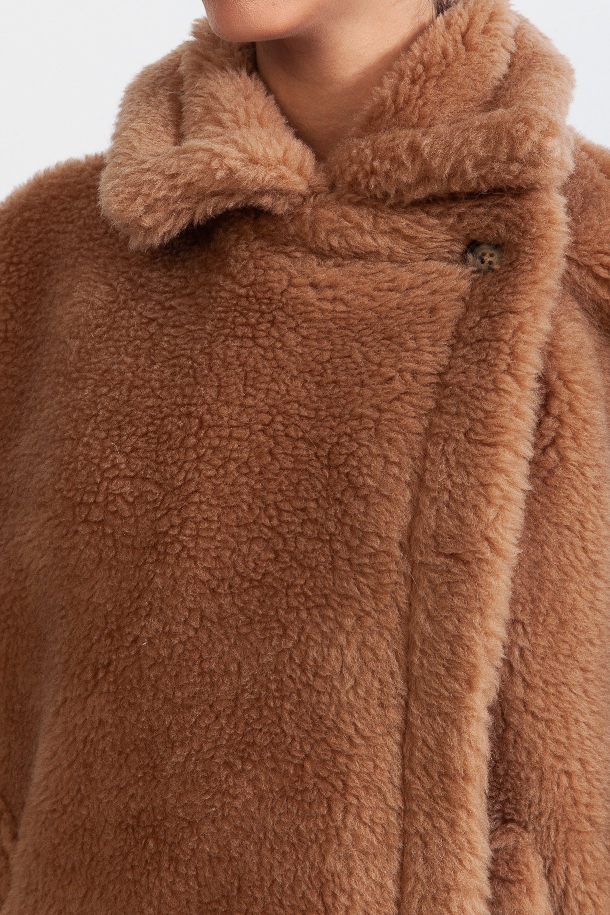 Teddy Bear Coat with Alpaca & Wool Blend - Brown