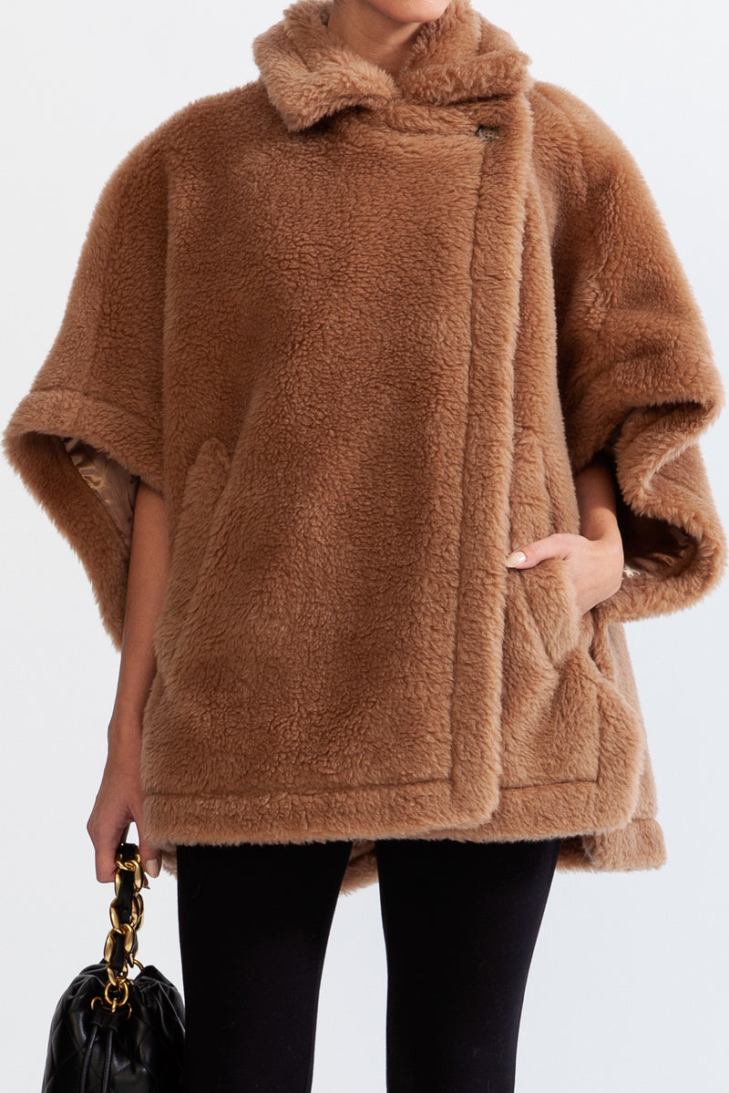 Teddy Bear Coat with Alpaca & Wool Blend - Brown