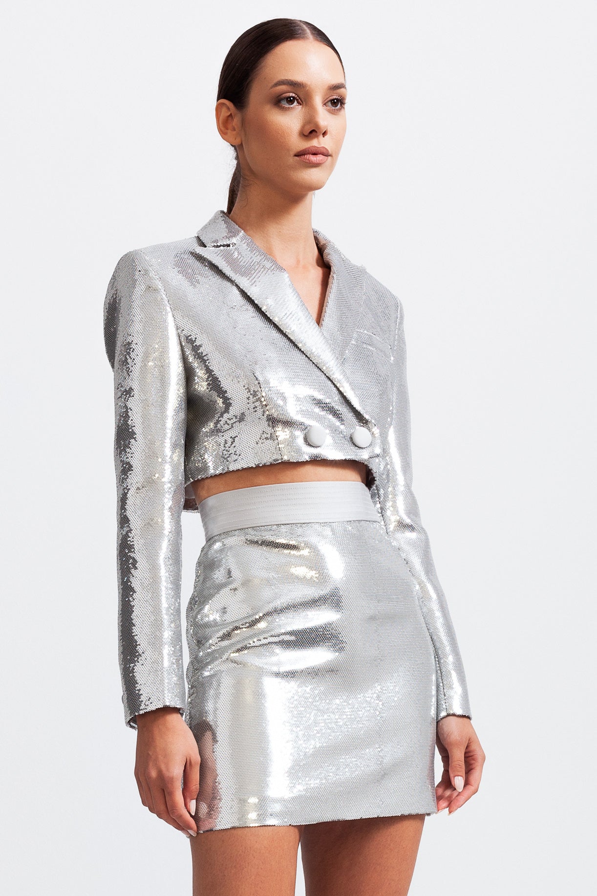 Two Piece Sequin Set - Silver
