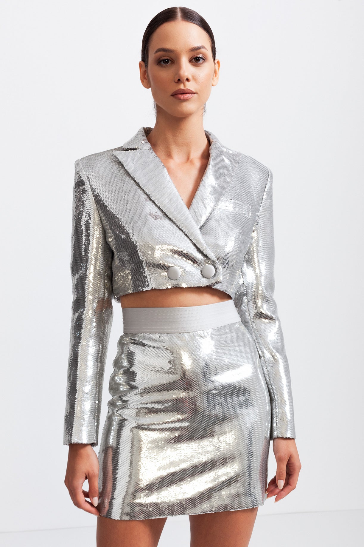 Two Piece Sequin Set - Silver