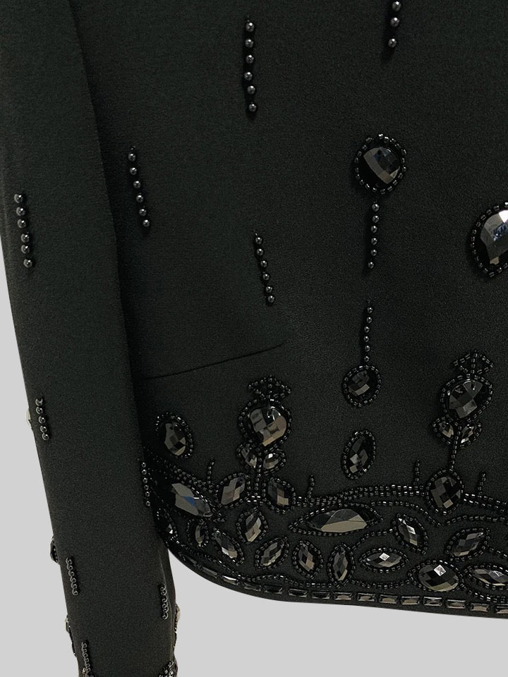 Diamond Embellished Co-Ord with Mini Skirt - Black