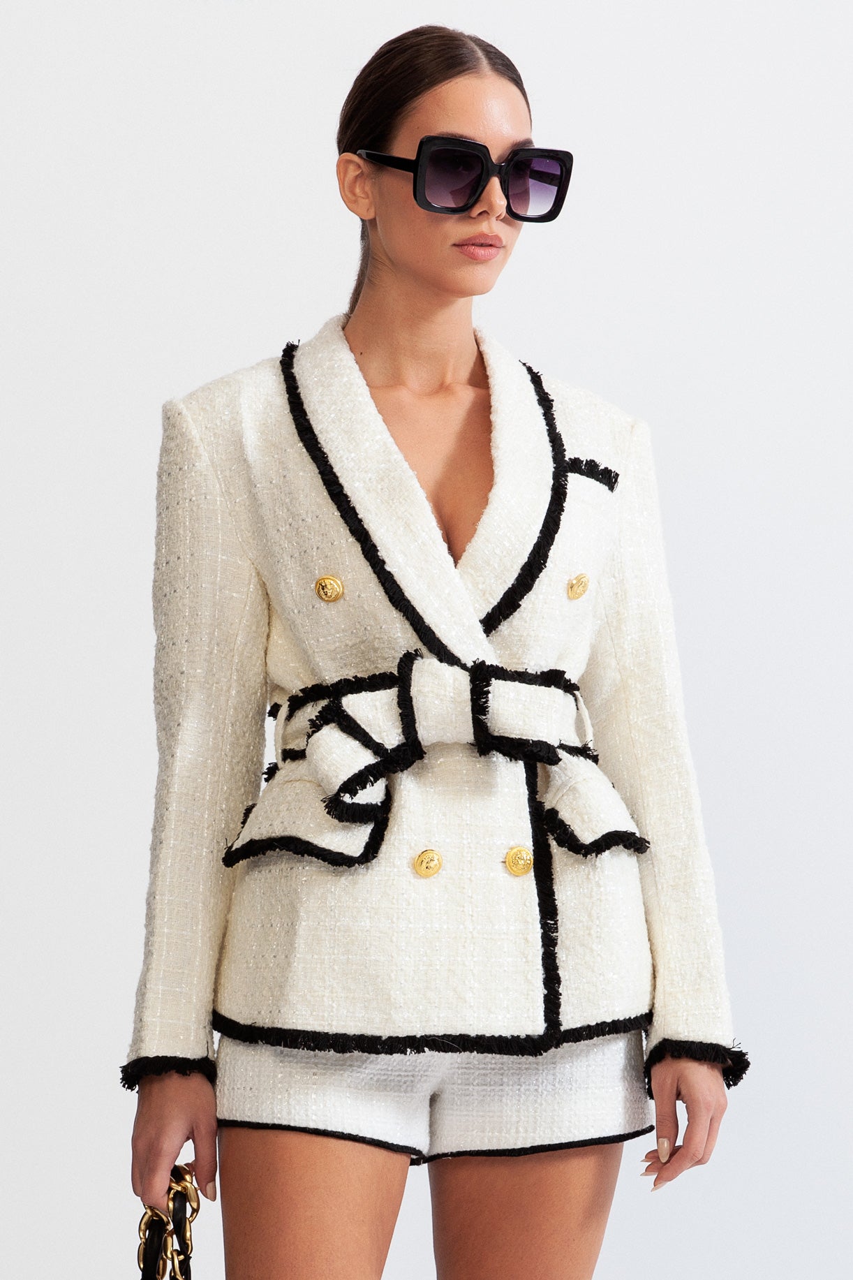 Double breasted tweed jacket - Cream – Sierra Darien