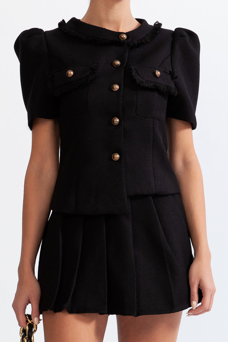 Tweed Co-Ord with bronze buttons - Black