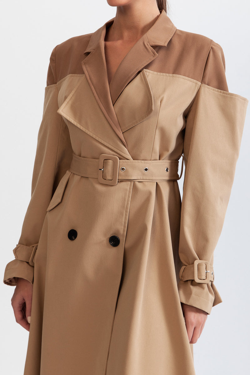 Double Combined Trench Coat - Nude