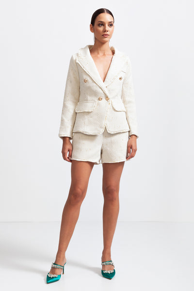 【GENERAL IDEA】Twill Tweed Set CREAM Tweed Jacket and Skirt Set, Cream - Rachel Riley Mixed