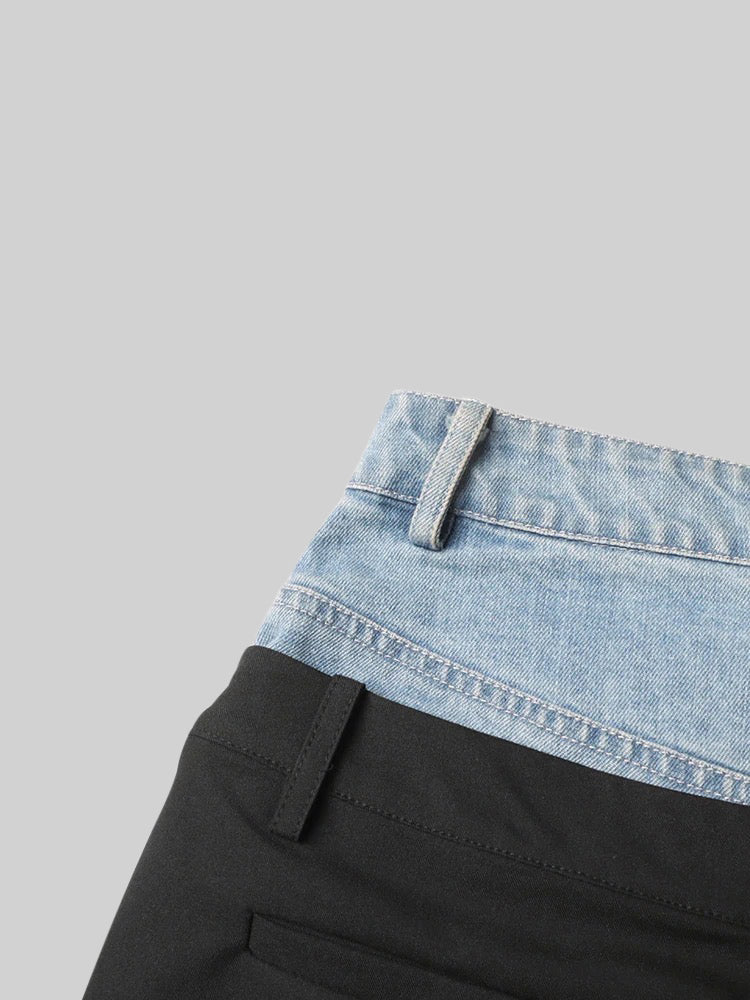 Bi-texture Denim Trousers
