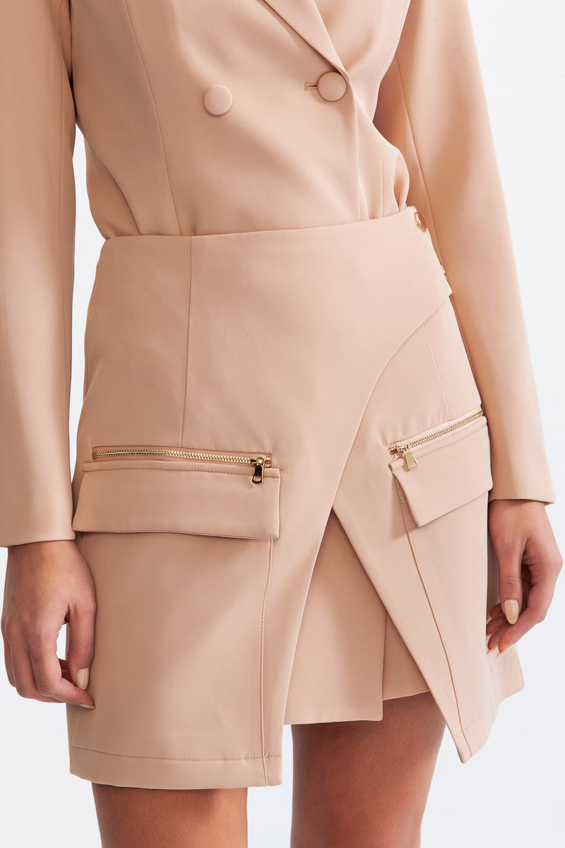Long jacket with overlapping corset detail - Light Pink