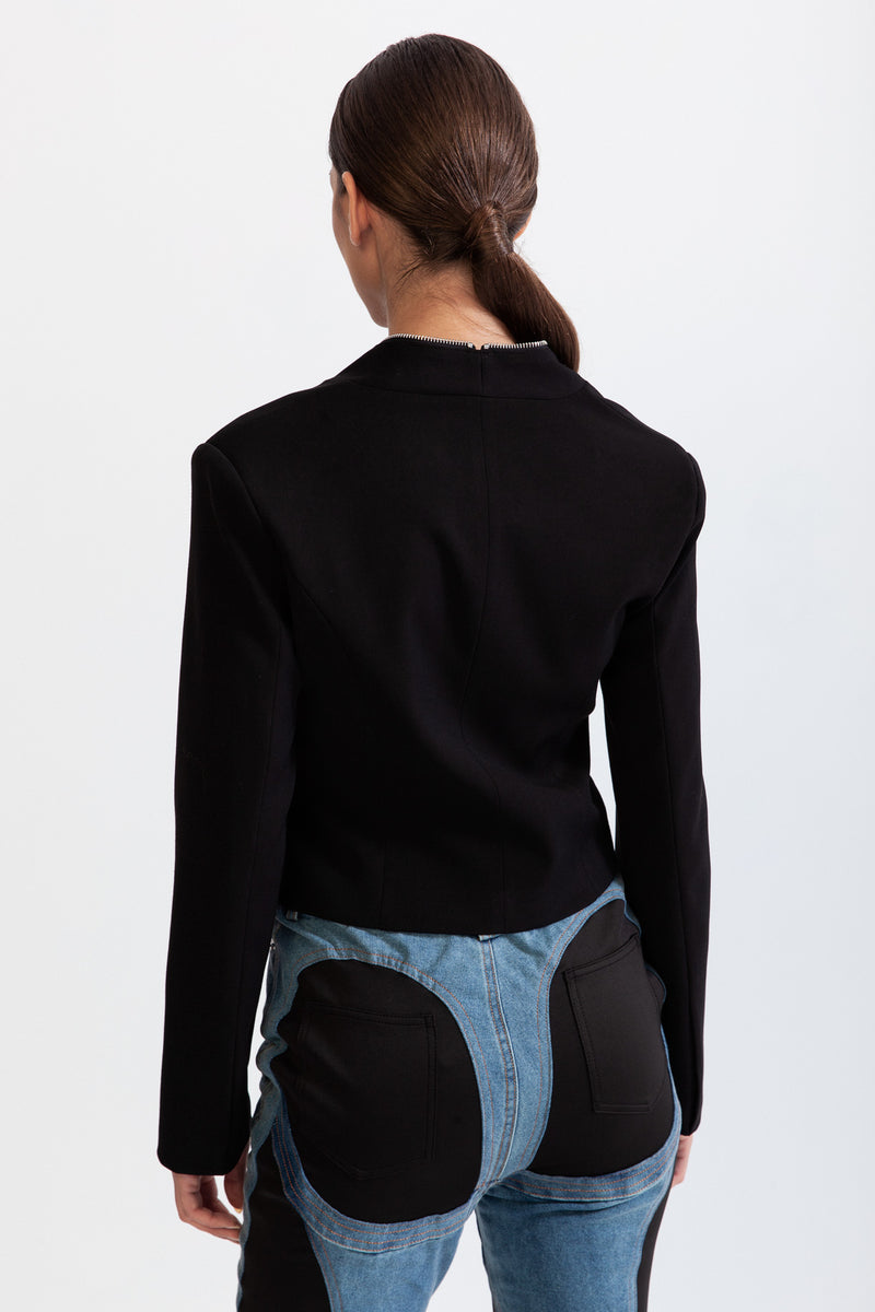 Jacket with geometrical style zipper - Black