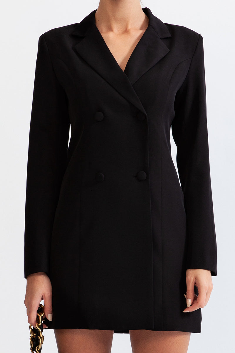 Long jacket with overlapping corset detail - Black