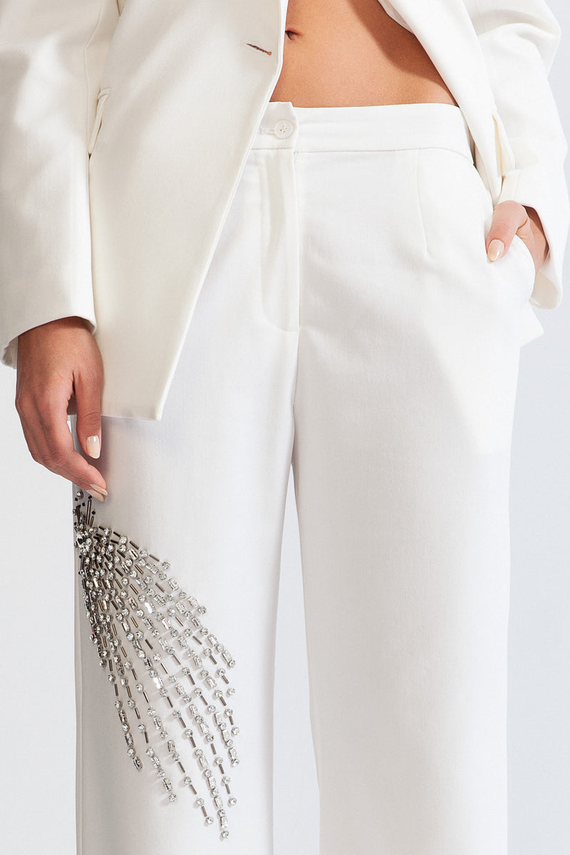 Jewel Co-Ord with Trousers and Jacket - White