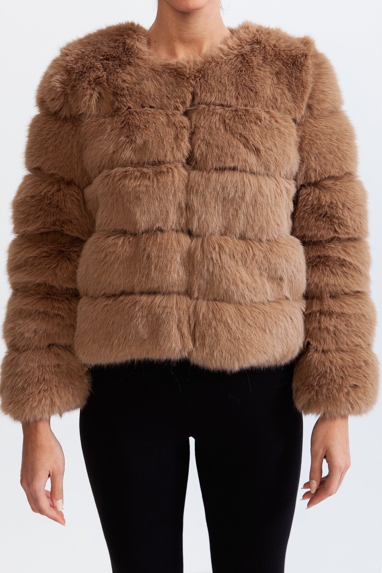 Faux Fur Jacket - Brown