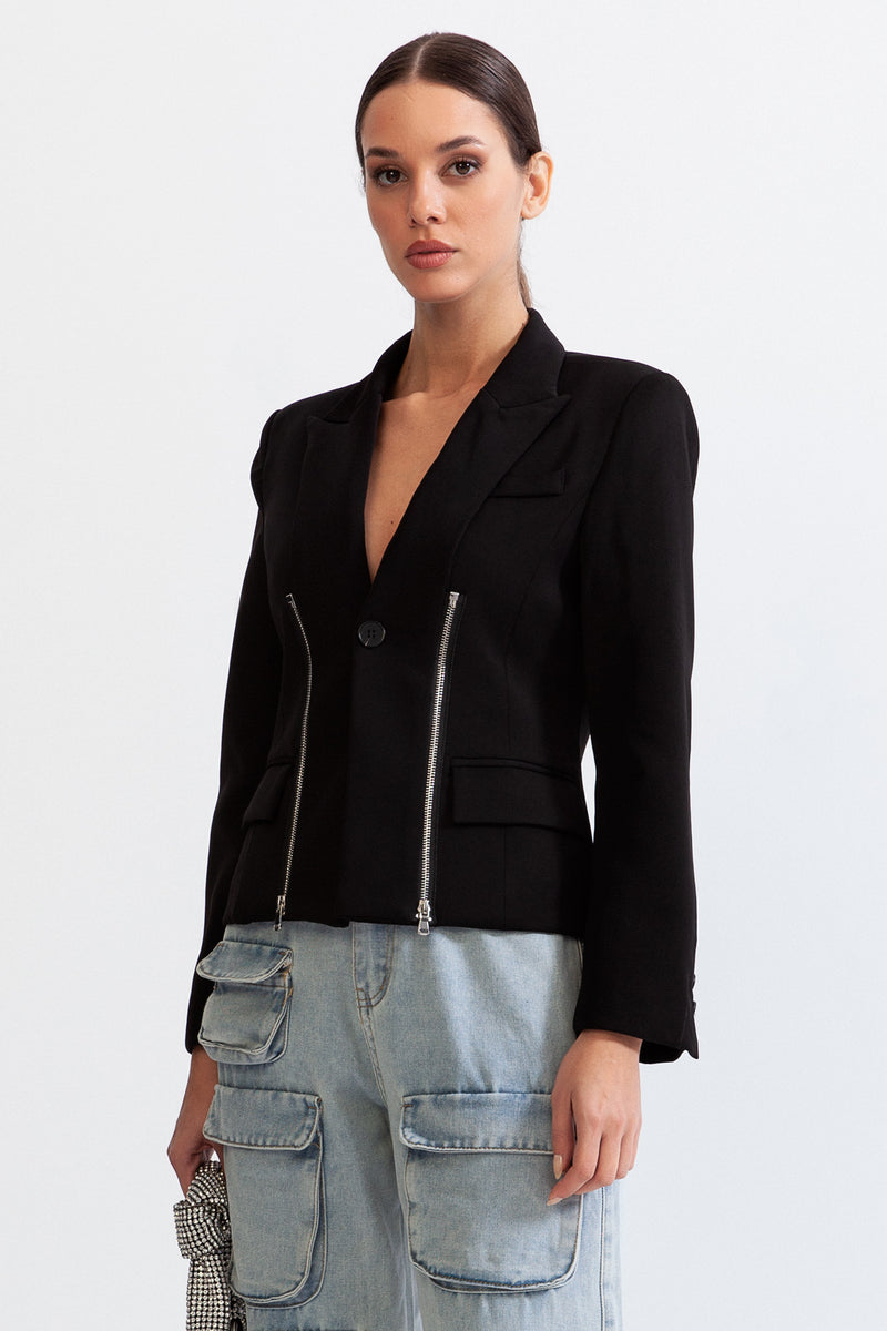 Fitted zipper jacket - Black