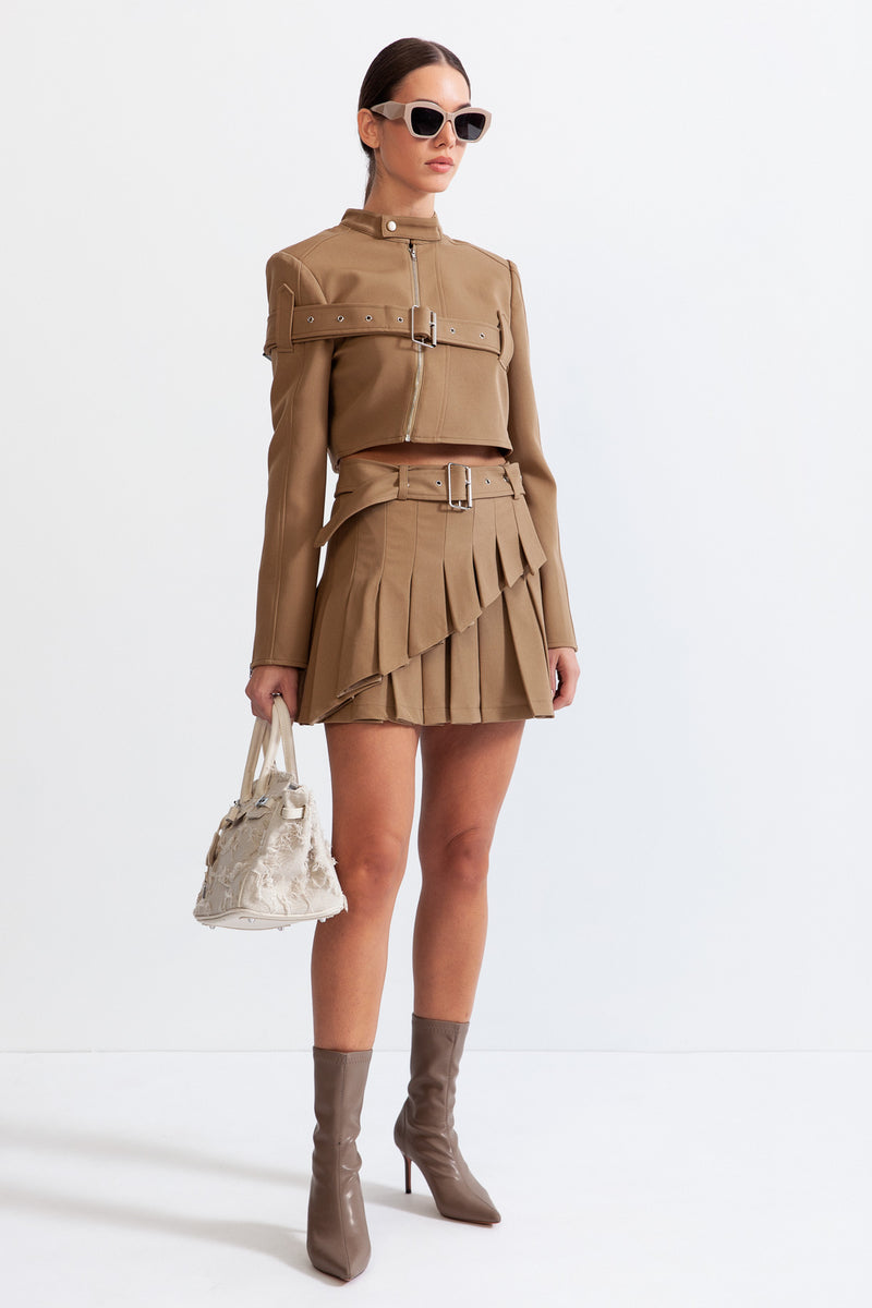 Military Co-ord with Skirt and Blazer - Caramel