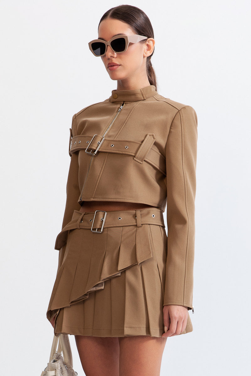 Military Co-ord with Skirt and Blazer - Caramel