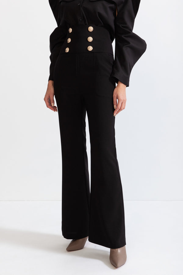Double breasted High waisted trousers - Black