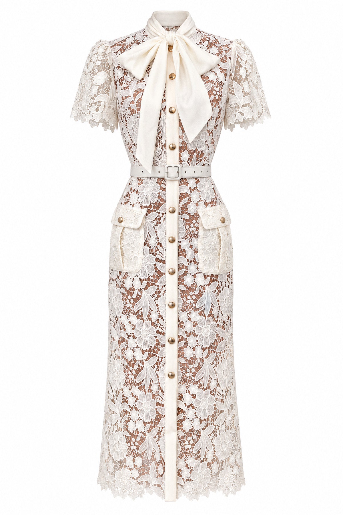 Guipure Lace Shirt Dress - Ivoire