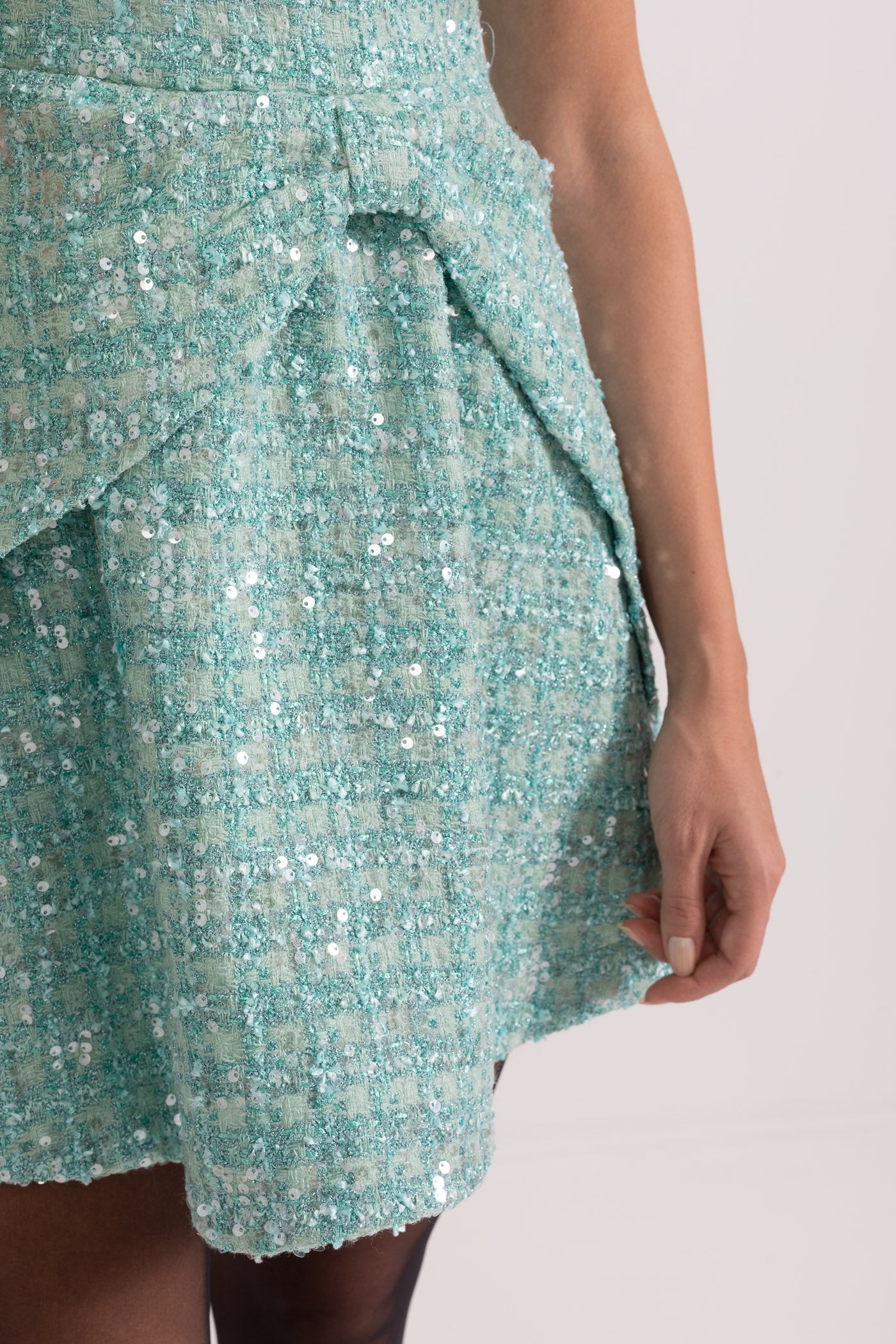 Short Knitted Texture Dress - Turquoise