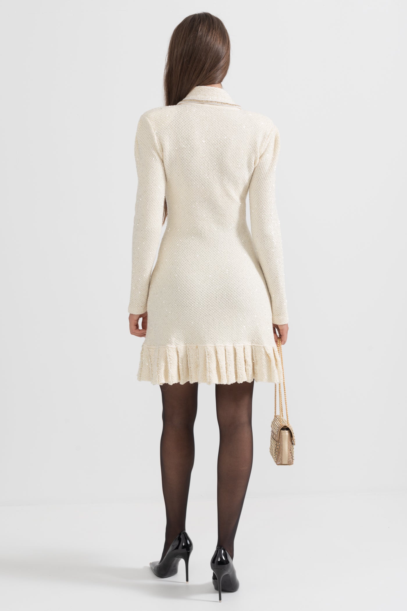 Knit textured dress - Ivoire