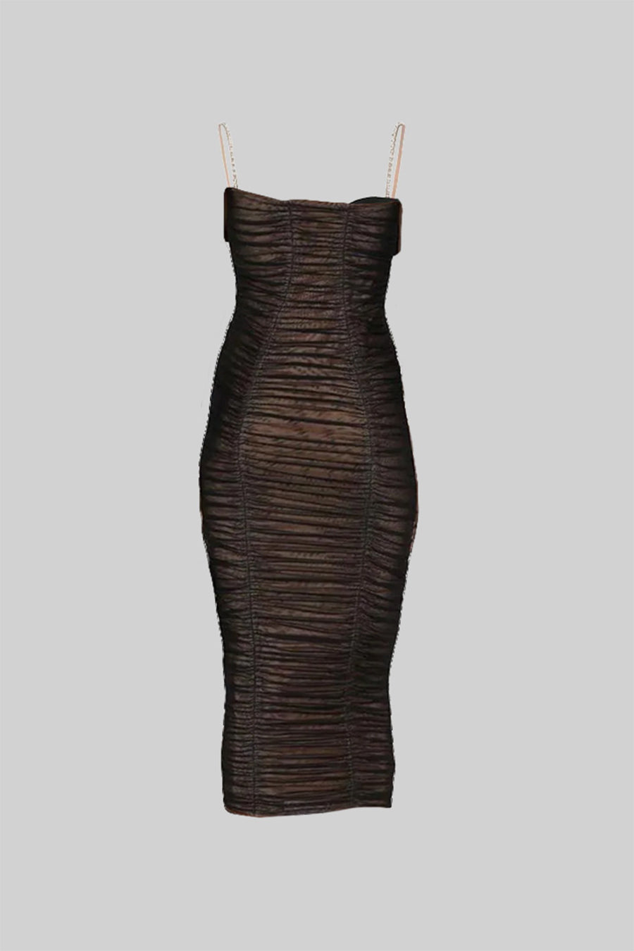 Elegant Bow Midi Dress - Dark Brown/Black