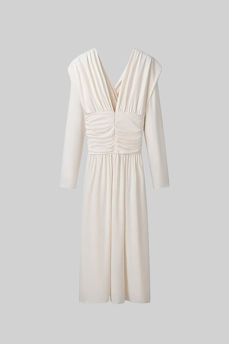 Elegant Dress With Wrap Style Upper Draping - Ivoire