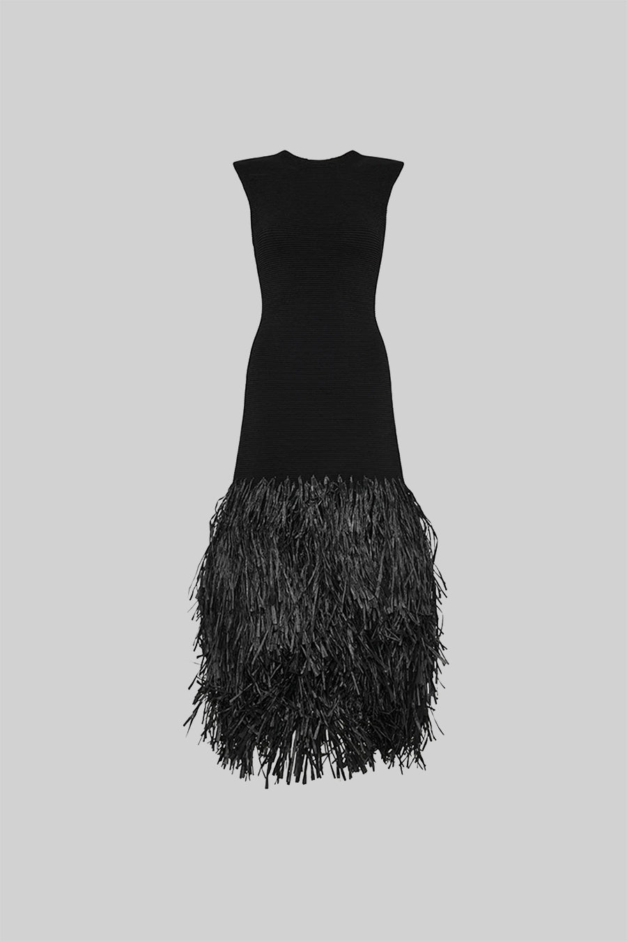 Sleeveless Fringe Skirt Dress With Back Cutout - Black