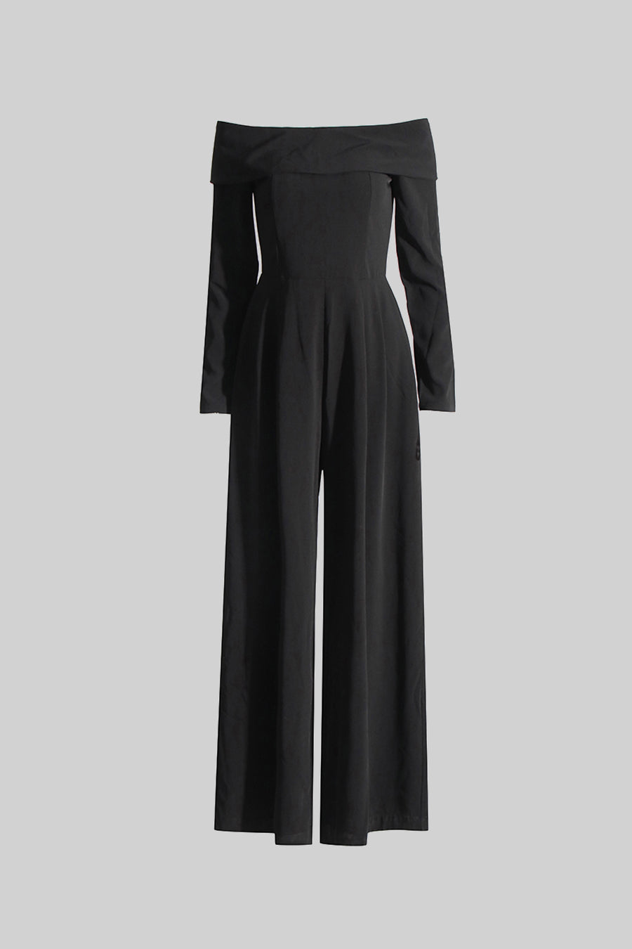 Off-The-Shoulder Jumpsuit With Back Bow Detail - Black