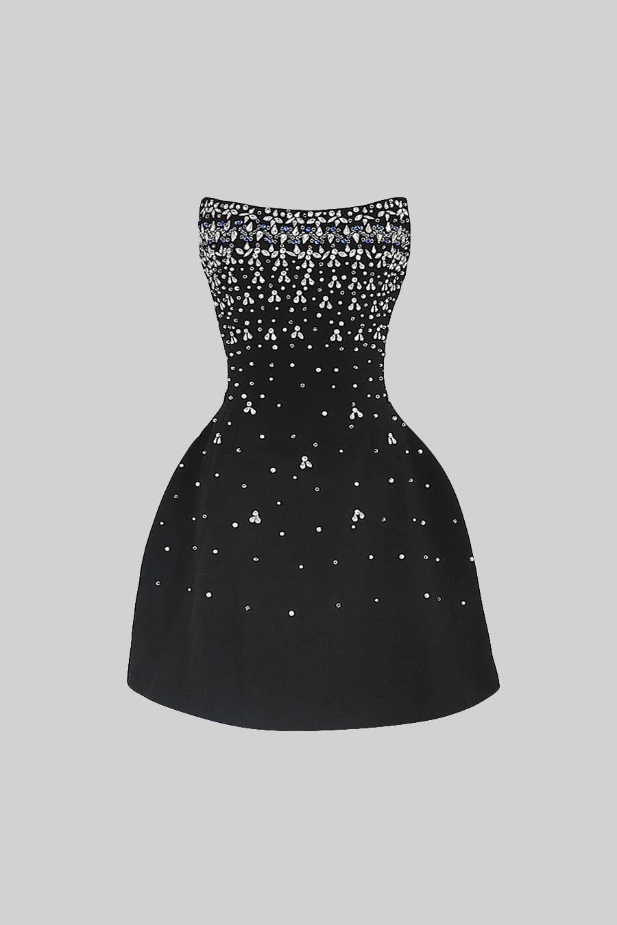 Sleeveless Mini Dress with Crystal Embellishments - Black