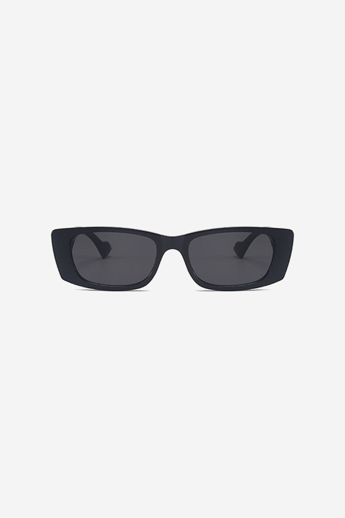 Thick Frame Rectangle Sunglasses with Glossy Finish – Black