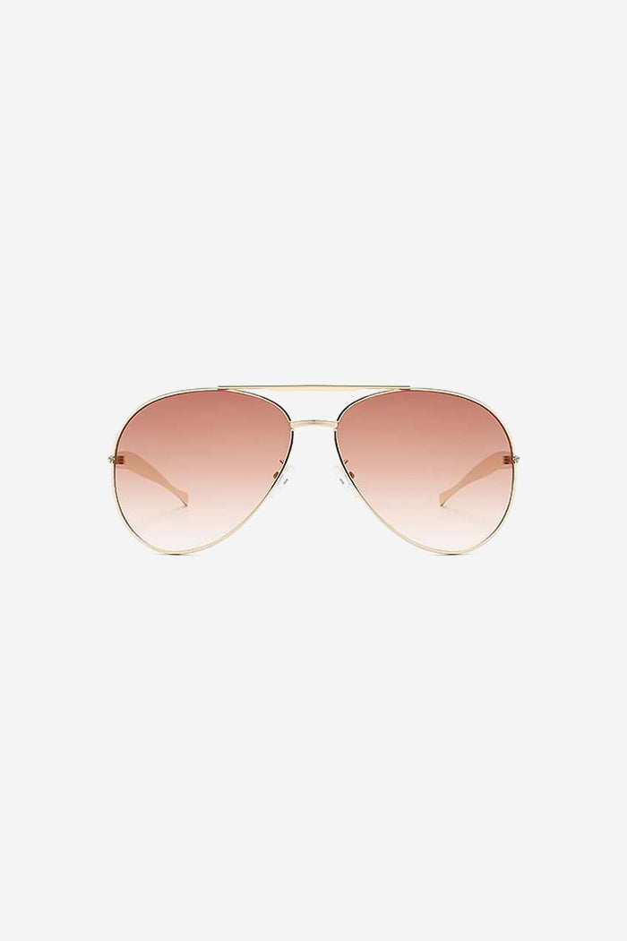 Aviator Sunglasses with Sculpted Gold Frame and Double Bridge – Pink