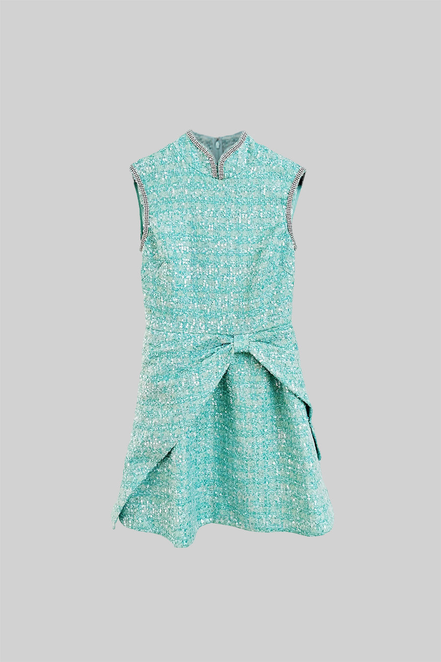 Short Knitted Texture Dress - Turquoise