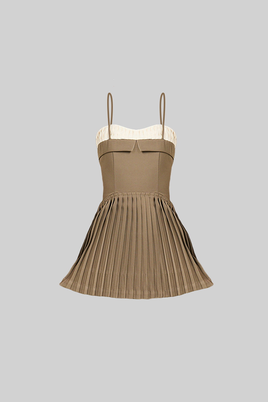 Mini Pleated Dress - Khaki