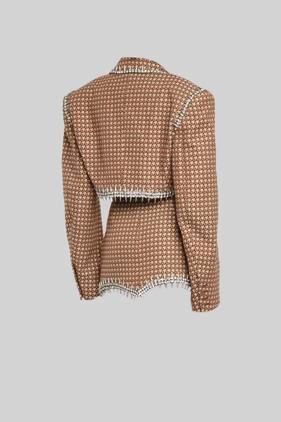 Houndstooth Elegant 2 Piece Set - Brown And Beige