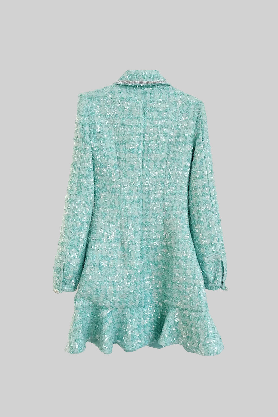 Knitted Dress With Sequin Embellishments - Turquoise