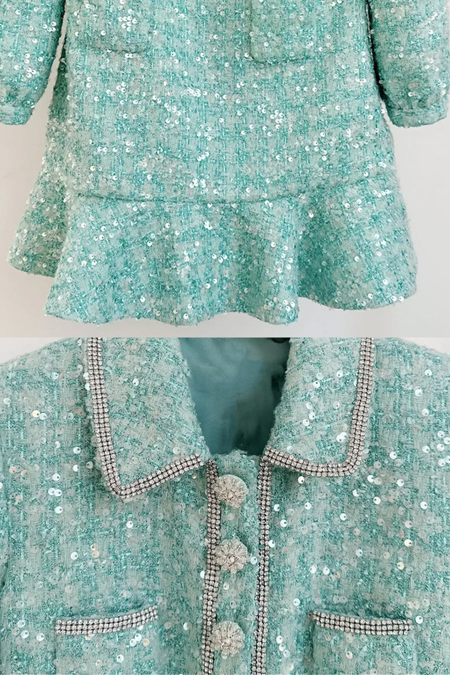 Knitted Dress With Sequin Embellishments - Turquoise