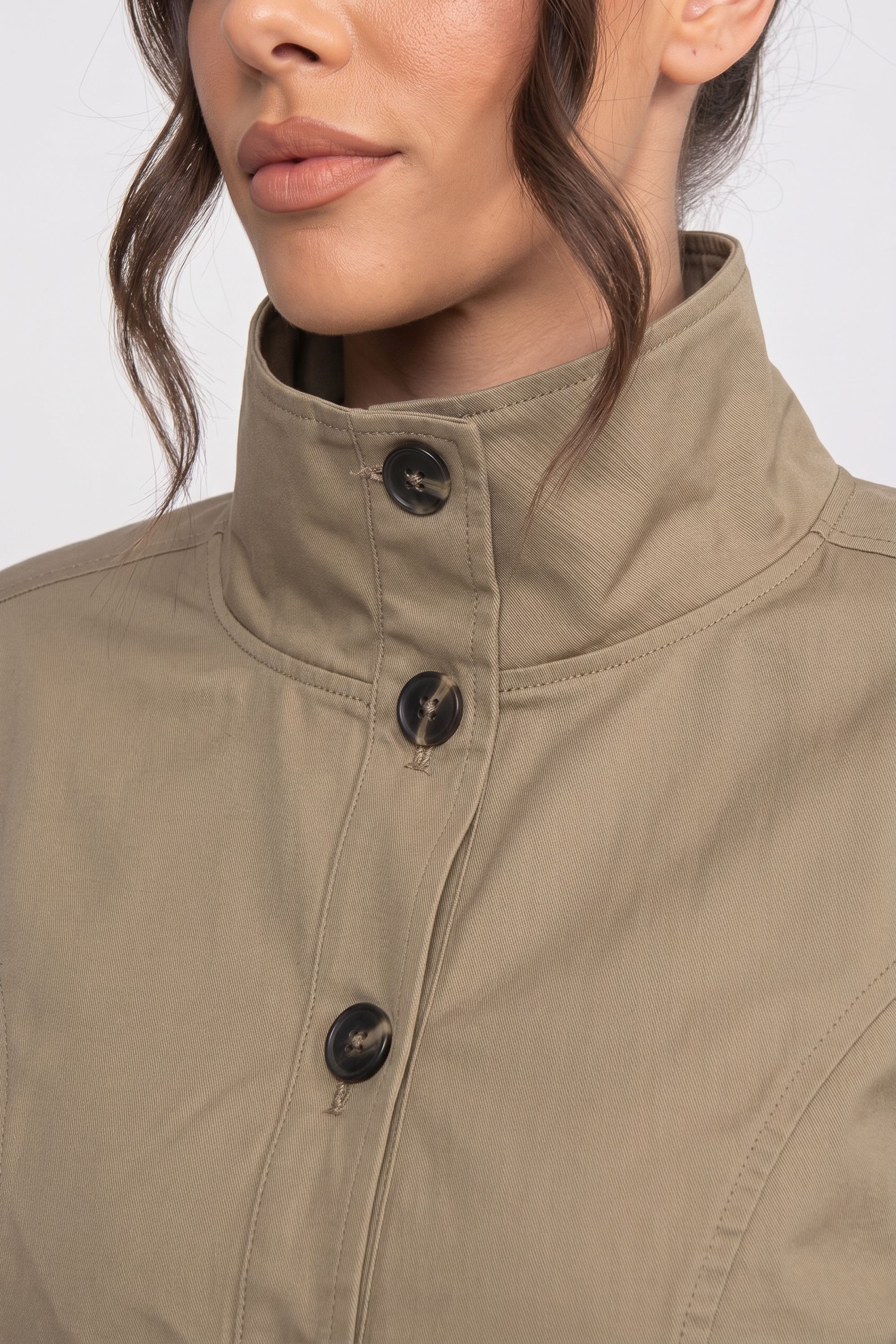 Double-Breasted Cropped Jacket And Mini Skirt Co-Ord Set - Khaki