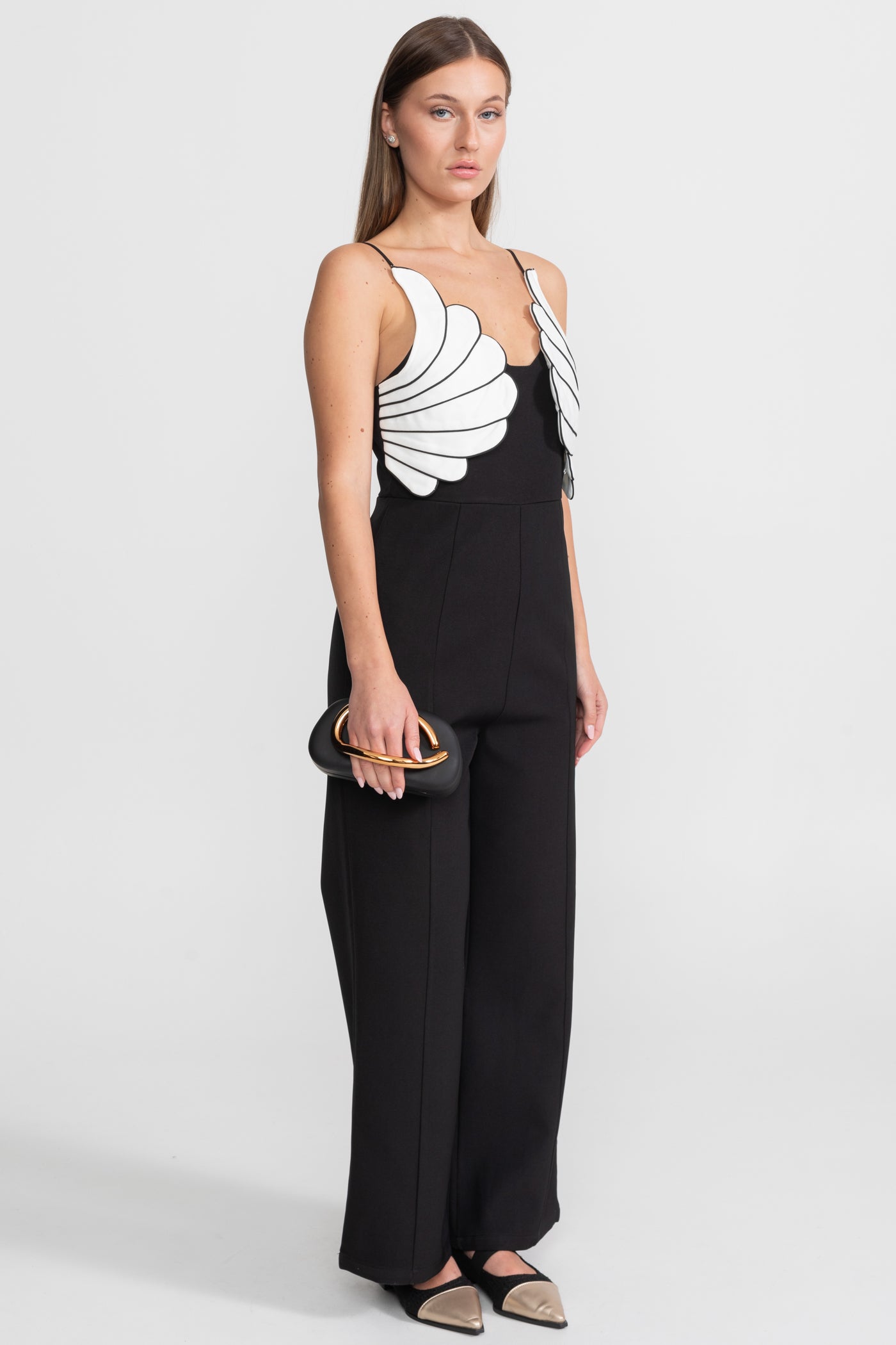 Wing Detail Jumpsuit – Black & White